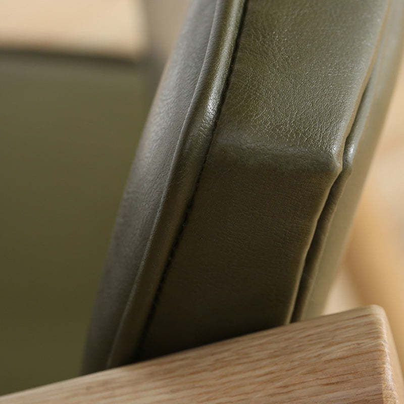 Nordic Wood PU Leather Dining Chair — Wood Color / Blue