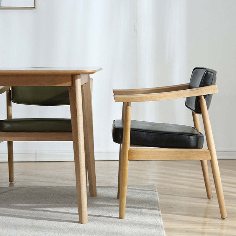 Nordic Wood PU Leather Dining Chair — Walnut Color / Black