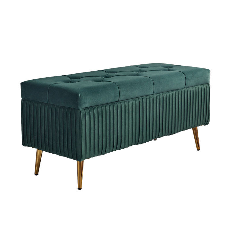 Minimalist Velvet Metal Storage Bench — Dark Gray