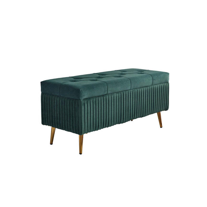 Minimalist Velvet Metal Storage Bench — Beige