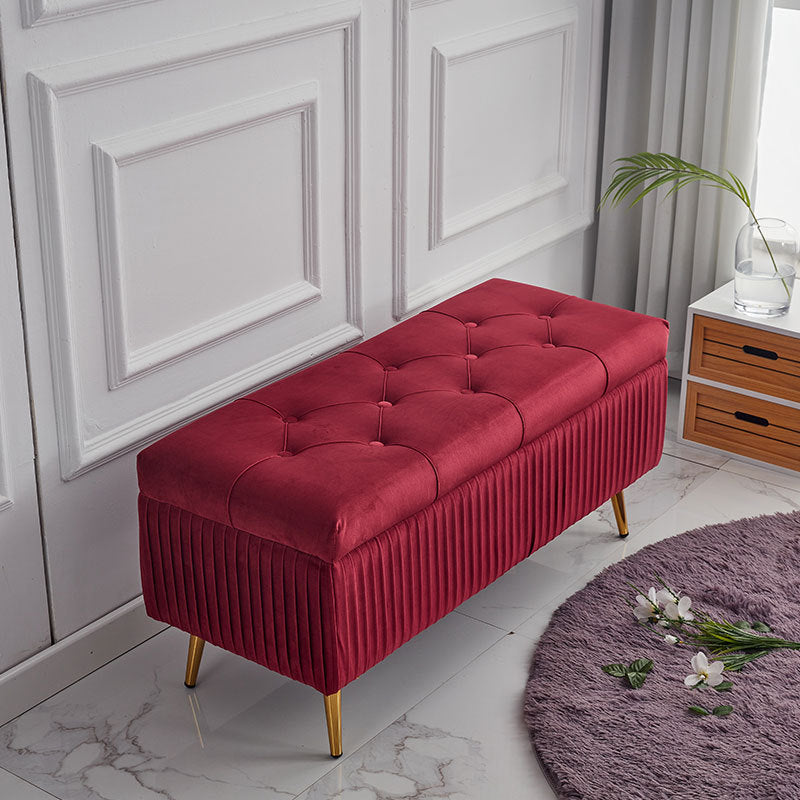 Minimalist Velvet Metal Storage Bench — Brown