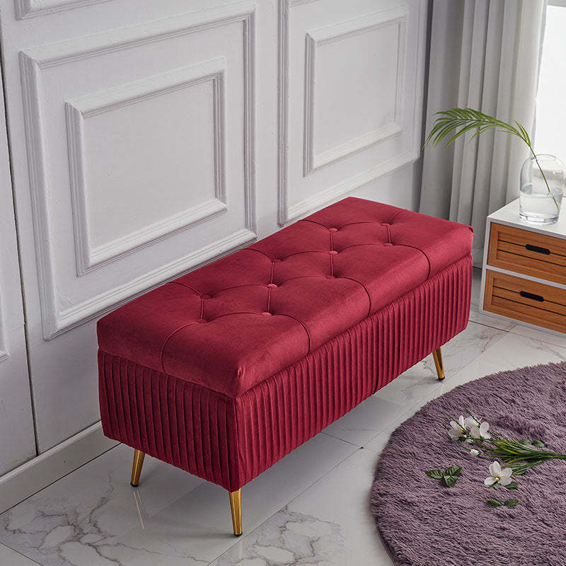 Minimalist Velvet Metal Storage Bench — Brown