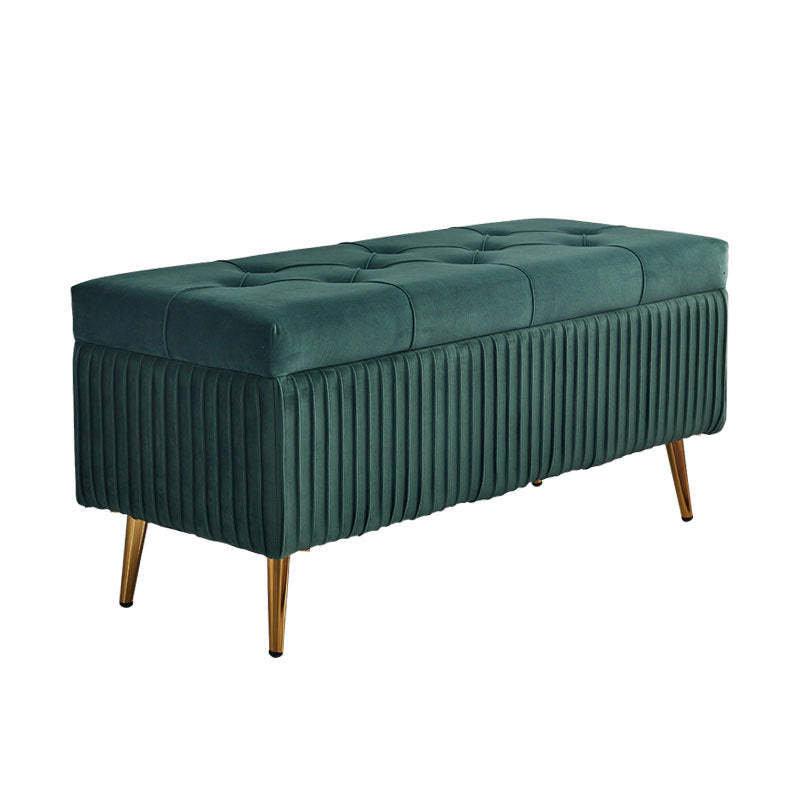 Minimalist Velvet Metal Storage Bench — Dark Gray