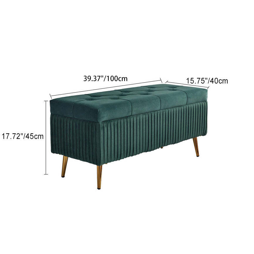 Minimalist Velvet Metal Storage Bench — Brown