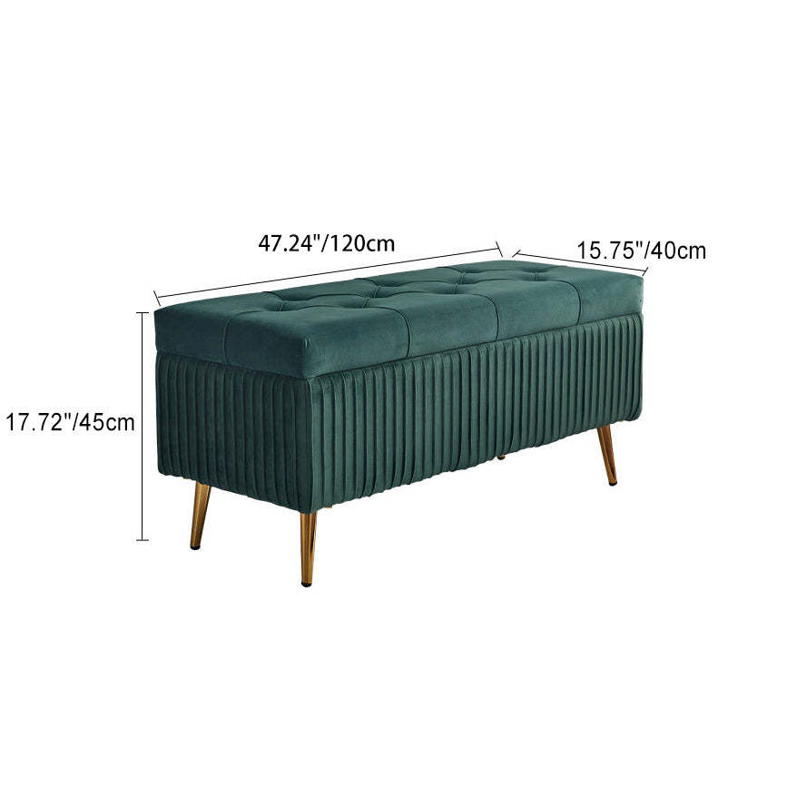 Minimalist Velvet Metal Storage Bench — Black