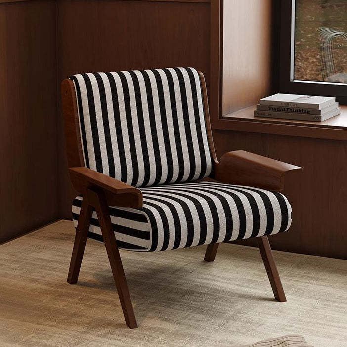 Retro Bayberry Wood Silk Floss Striped Accent Chair — A / Brown