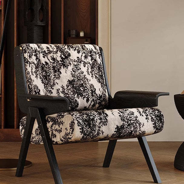 Retro Bayberry Wood Silk Floss Striped Accent Chair — B / Brown