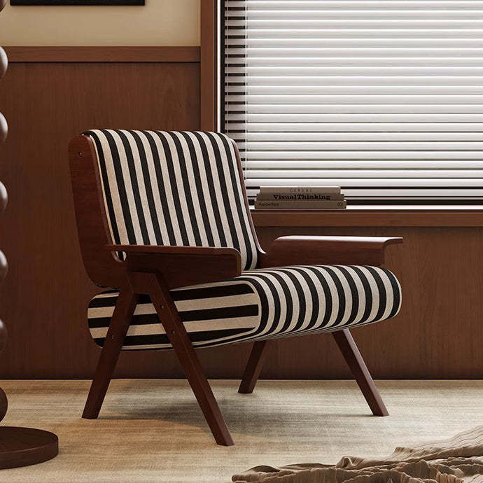 Retro Bayberry Wood Silk Floss Striped Accent Chair