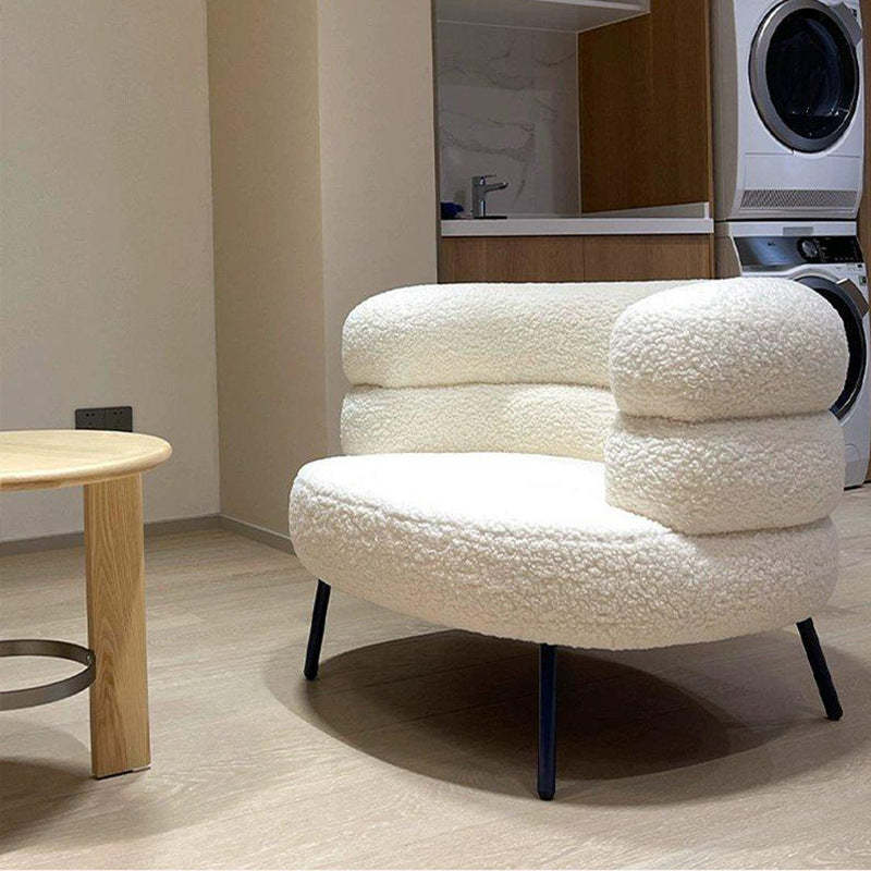 Nordic Curved Lambswool Steel Vanity Stool