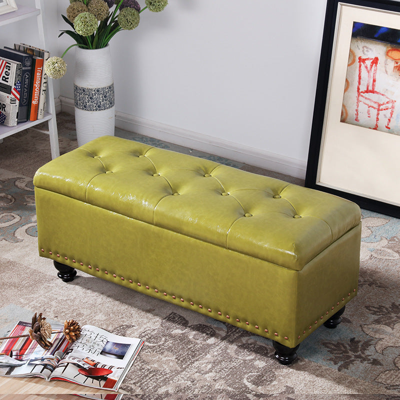 Nordic Wood PU Leather Storage Bench