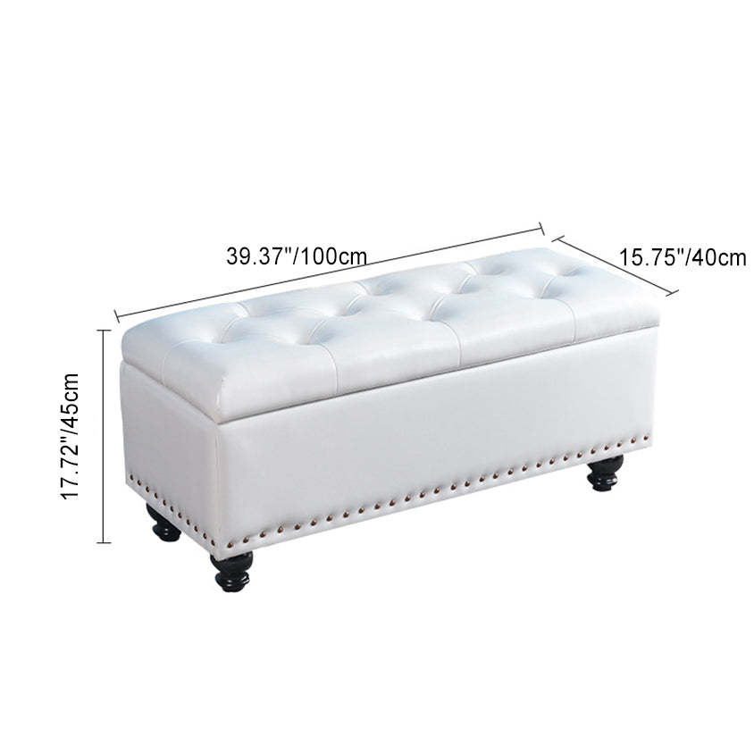 Nordic Wood PU Leather Storage Bench — Champagne Gold Color