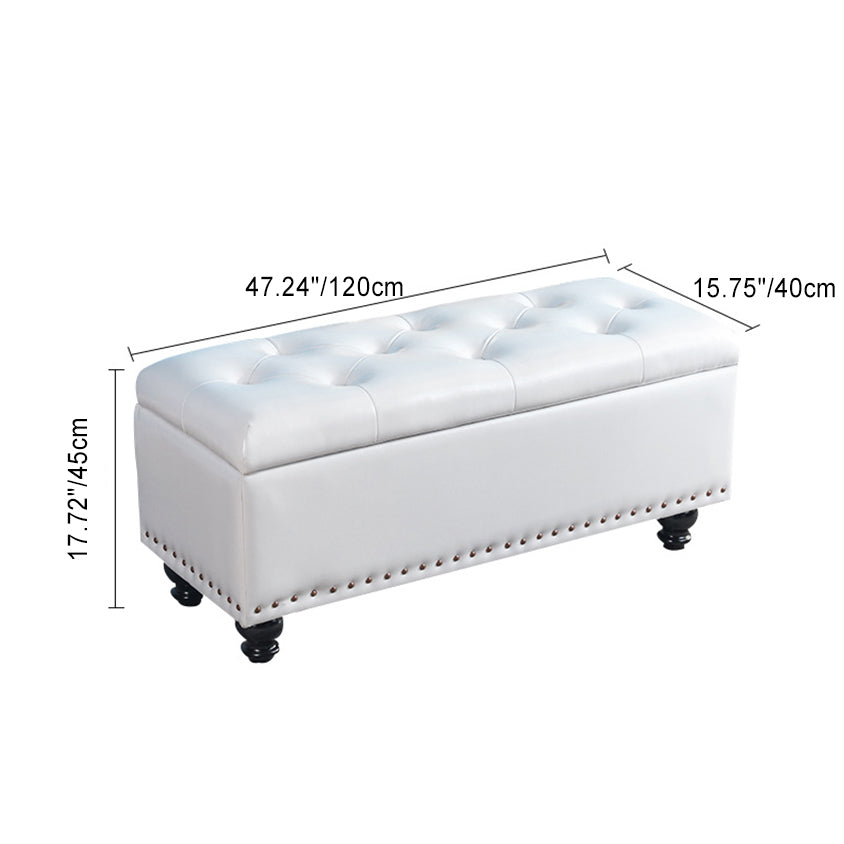 Nordic Wood PU Leather Storage Bench — Light Blue