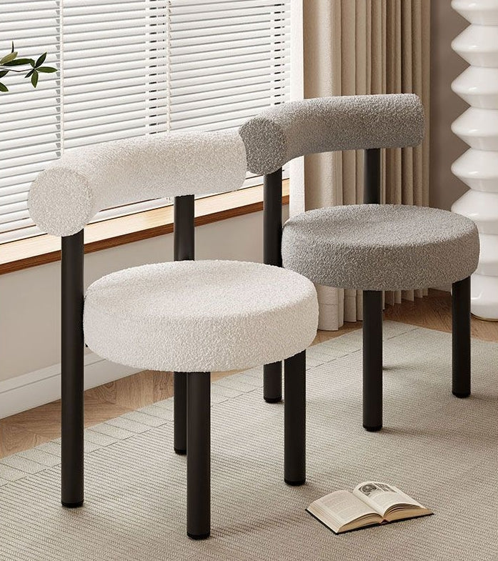 Nordic Lambswool Iron Vanity Stool — Pink