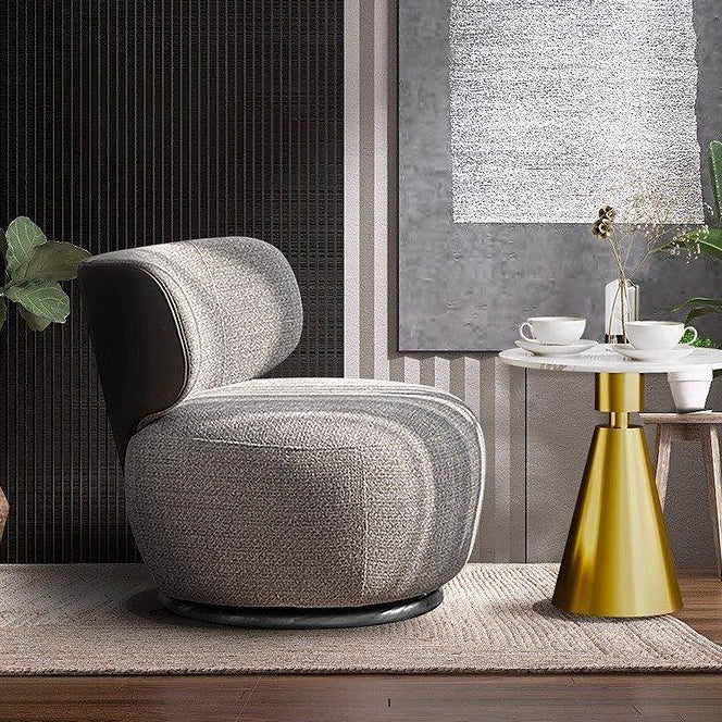 Minimalist Rotatable Chenille Fabric Wood Accent Chair — Gray
