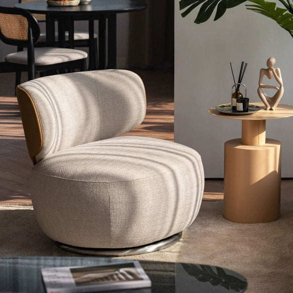 Minimalist Rotatable Chenille Fabric Wood Accent Chair