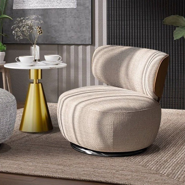 Minimalist Rotatable Chenille Fabric Wood Accent Chair