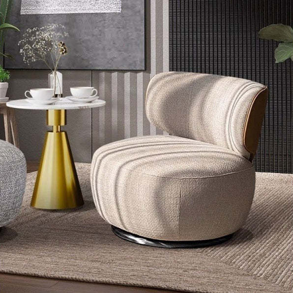 Minimalist Rotatable Chenille Fabric Wood Accent Chair