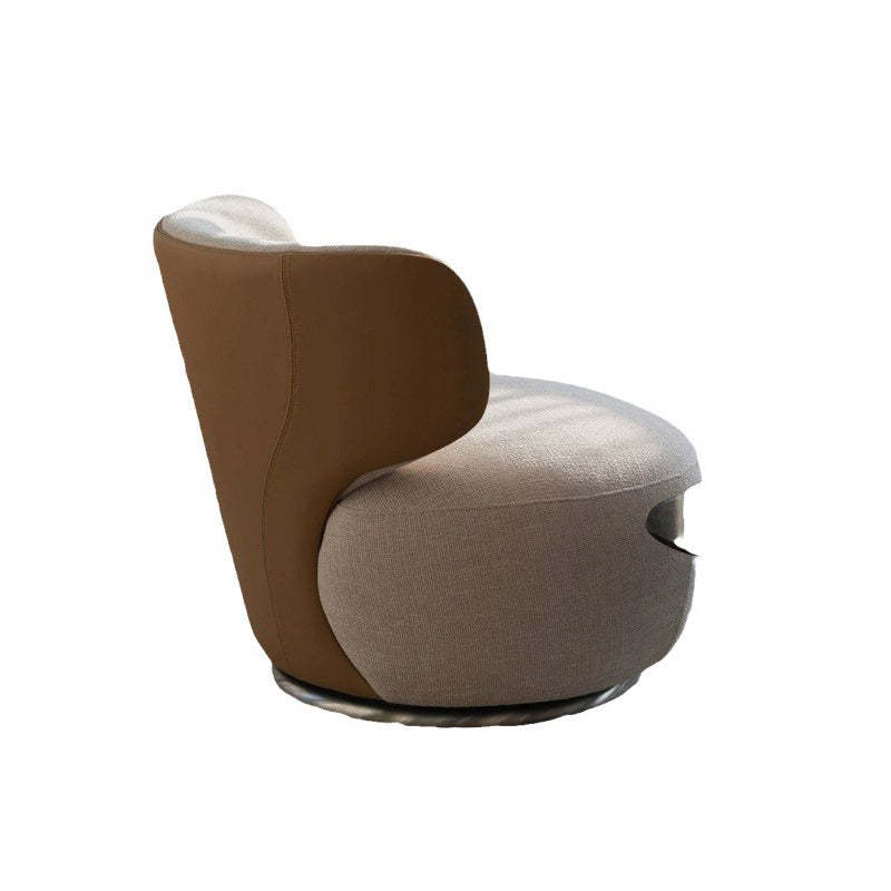 Minimalist Rotatable Chenille Fabric Wood Accent Chair