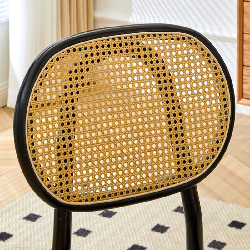 Minimalist Curved Wood Rattan Dining Chair