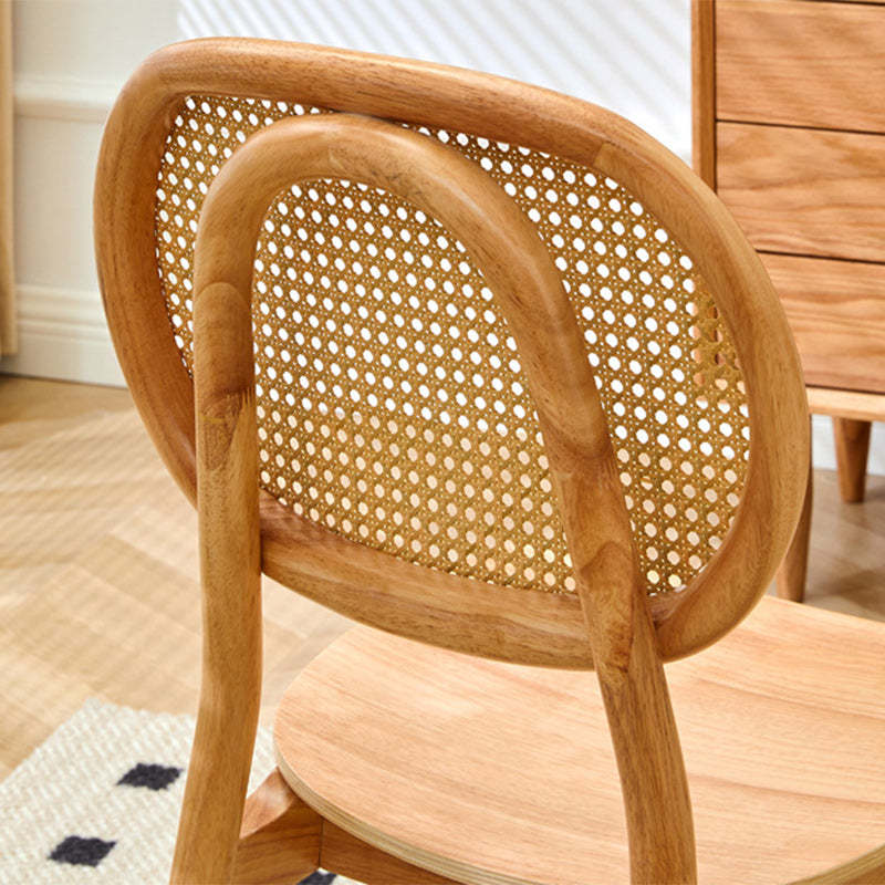 Minimalist Curved Wood Rattan Dining Chair