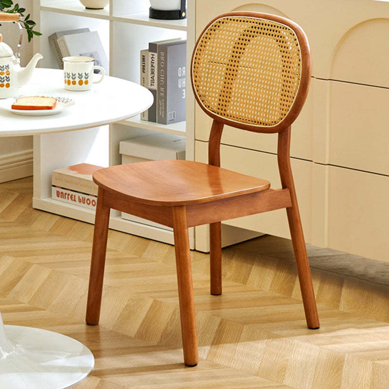 Minimalist Curved Wood Rattan Dining Chair