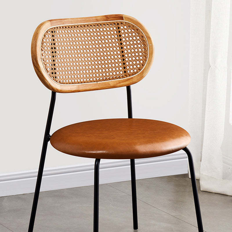 Nordic Rattan Iron PU Leather Dining Chair