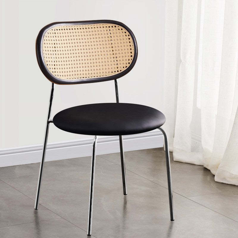 Nordic Rattan Iron PU Leather Dining Chair