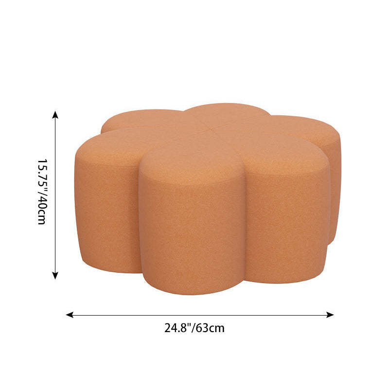 Nordic Petal Tech Cloth Wood Footstool — Beige
