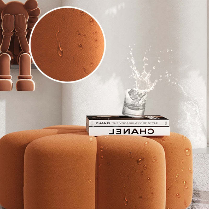 Nordic Petal Tech Cloth Wood Footstool — Yellow