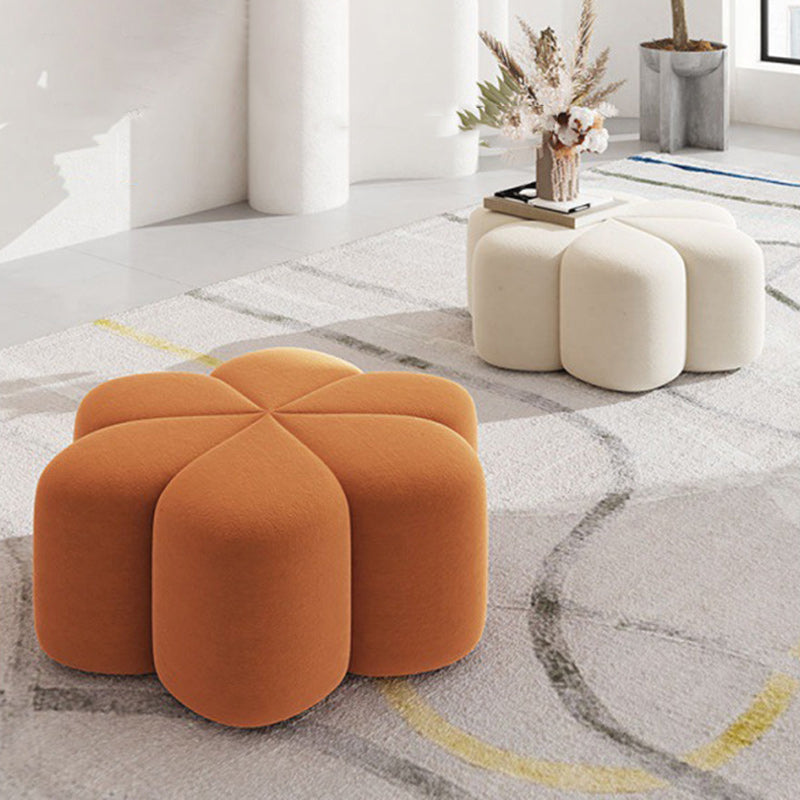 Nordic Petal Tech Cloth Wood Footstool
