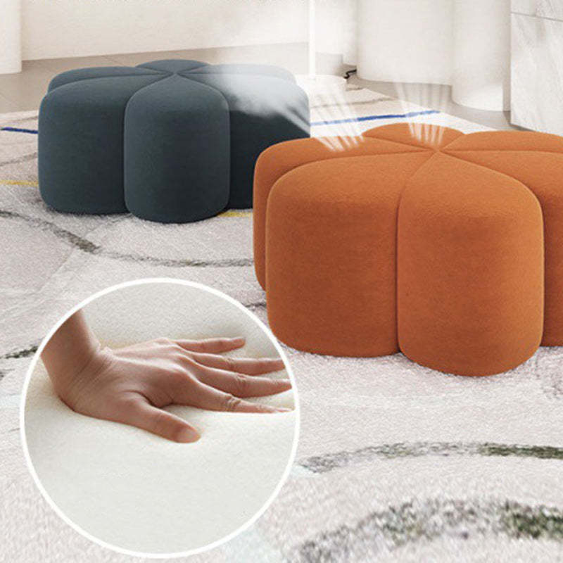 Nordic Petal Tech Cloth Wood Footstool — Pink