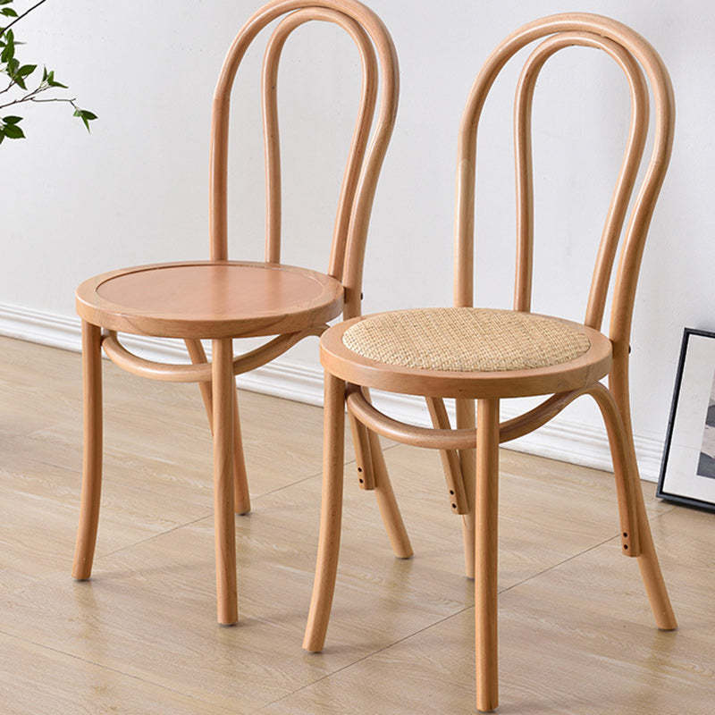 Retro Woven Rattan Slat-Back Dining Chair