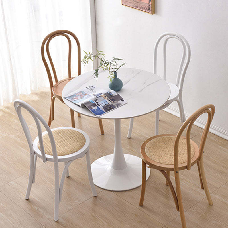 Retro Woven Rattan Slat-Back Dining Chair