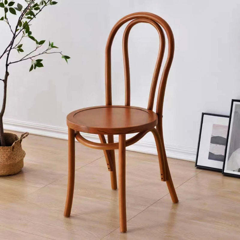 Retro Woven Rattan Slat-Back Dining Chair