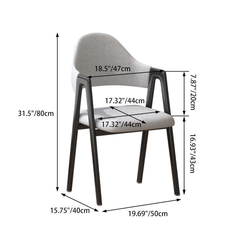 Nordic Curved Iron Linen Dining Chair — Yellow