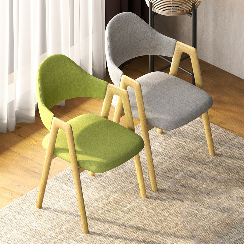 Nordic Curved Iron Linen Dining Chair — Light Gray