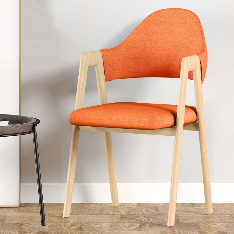 Nordic Curved Iron Linen Dining Chair