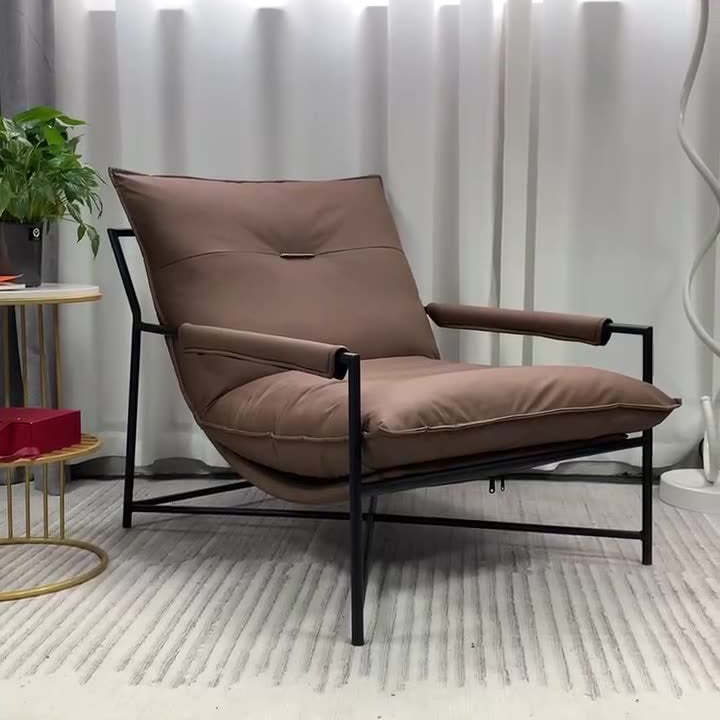 Modern Carbon Steel Silicone Leather Accent Chair