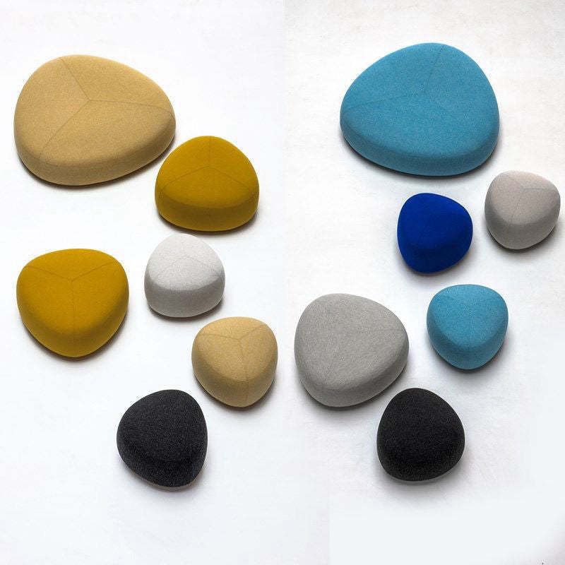 Contemporary Pebble Linen Upholstered Footstool