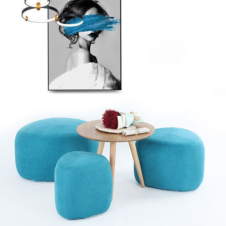 Contemporary Pebble Linen Upholstered Footstool