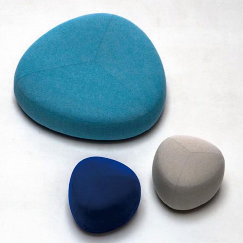 Contemporary Pebble Linen Upholstered Footstool