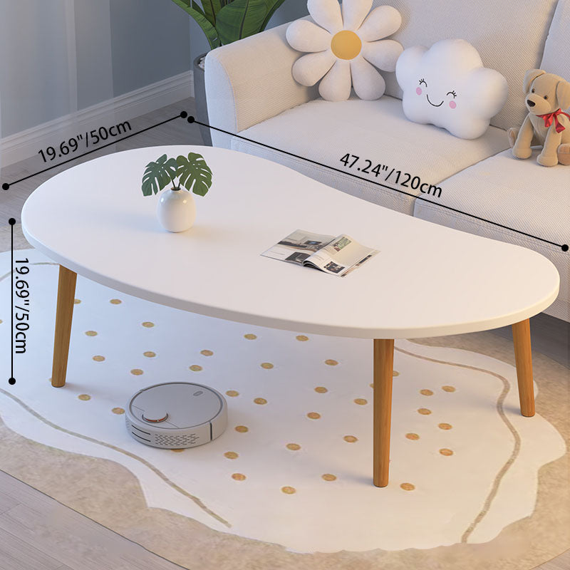 Minimalist Cloud Shaped Solid Wood Coffee Table — B / White