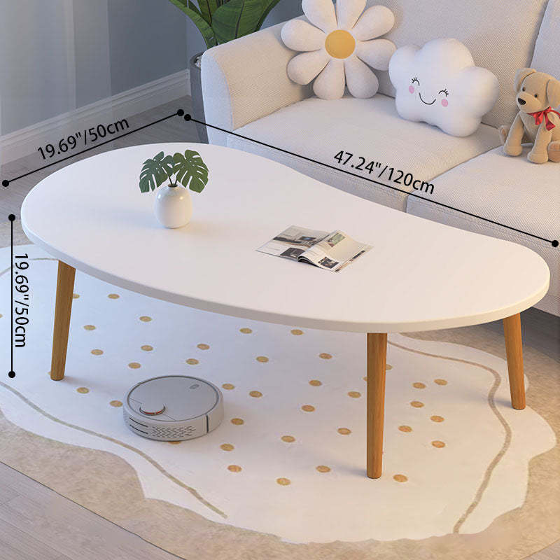 Minimalist Cloud Shaped Solid Wood Coffee Table — B / White