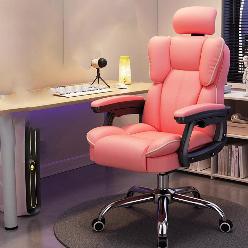Minimalist Steel Leather Desk Chair - Nf