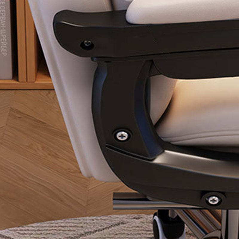 Minimalist Steel Leather Desk Chair — With Footrest / Yellow