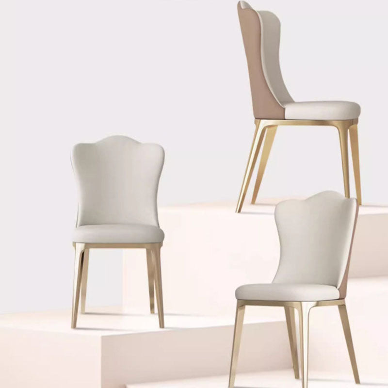 Modern Titanium Leather Cloud Dining Chair