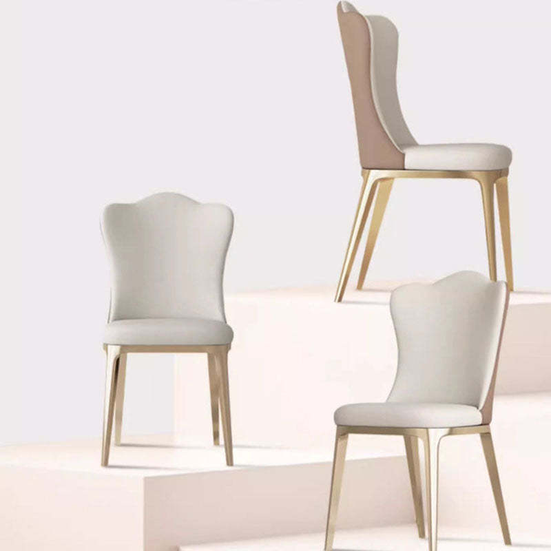 Modern Titanium Leather Cloud Dining Chair