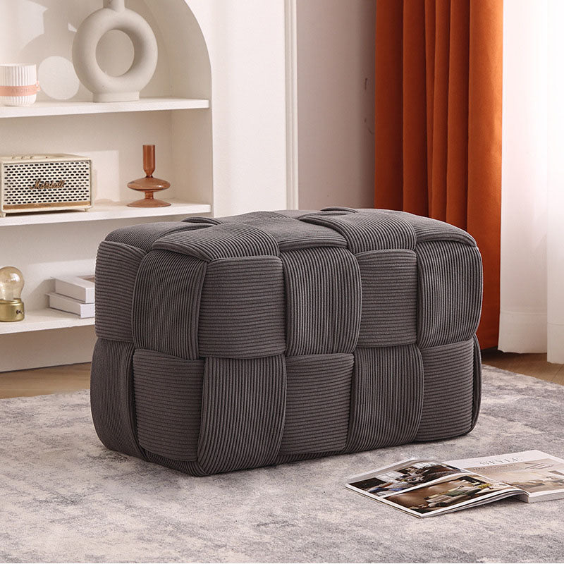 Contemporary Velvet Solid Wood Backless Chair — Twilight Grey
