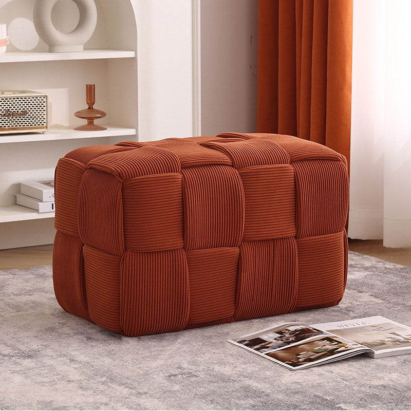 Contemporary Velvet Solid Wood Backless Chair — Dirty Orange