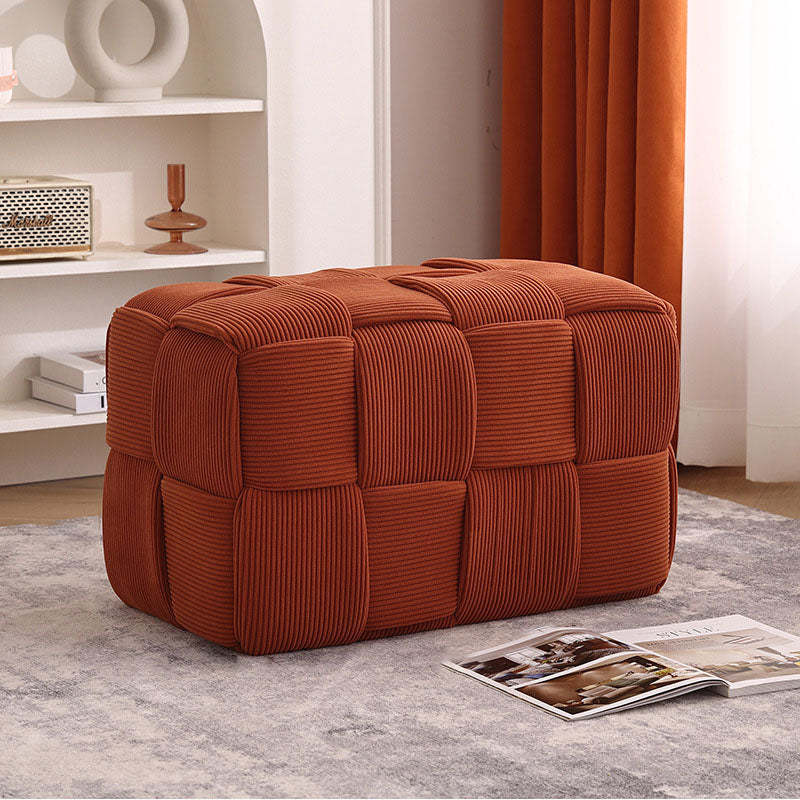 Contemporary Velvet Solid Wood Backless Chair — Dirty Orange
